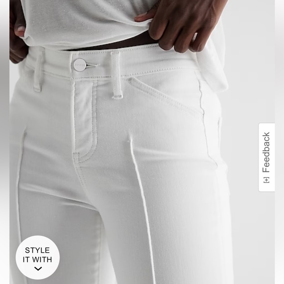 Mid Rise White Pintuck Skyscraper Jeans Size 14 Short - Picture 4 of 6